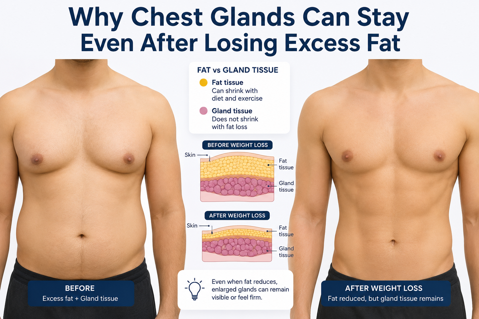 Why Chest Glands Can Stay Even After Losing Excess Fat, Elegance Clinic, Surat